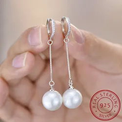 S925 sterling silver pearl earrings women's long earrings 2023 new earbuds circle tassels hypoallergenic earrings jewelry