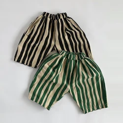 Korean Personality Irregular Stripes Children's Calf-Length Pant Summer New Boys And Girls Cotton Breathable Casual Pants WTP140