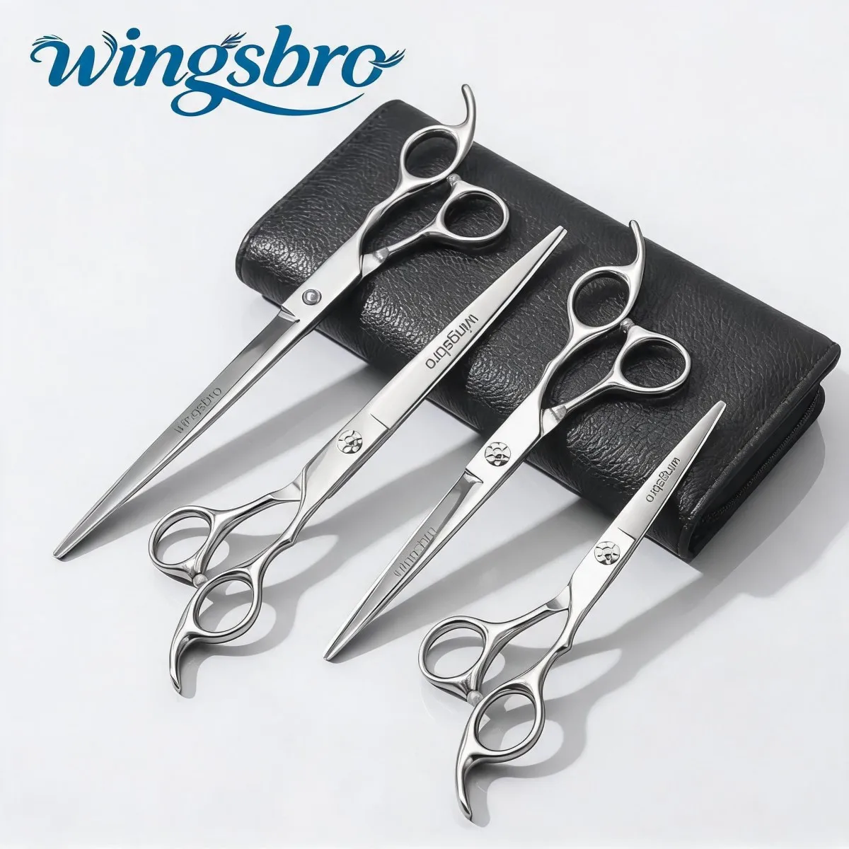 Wingsbro Professional Barber Shop Scissors, 6.5/7.5/8.5 Inch Premium Stainless Steel Hairdressing Scissors, Straight Scissors