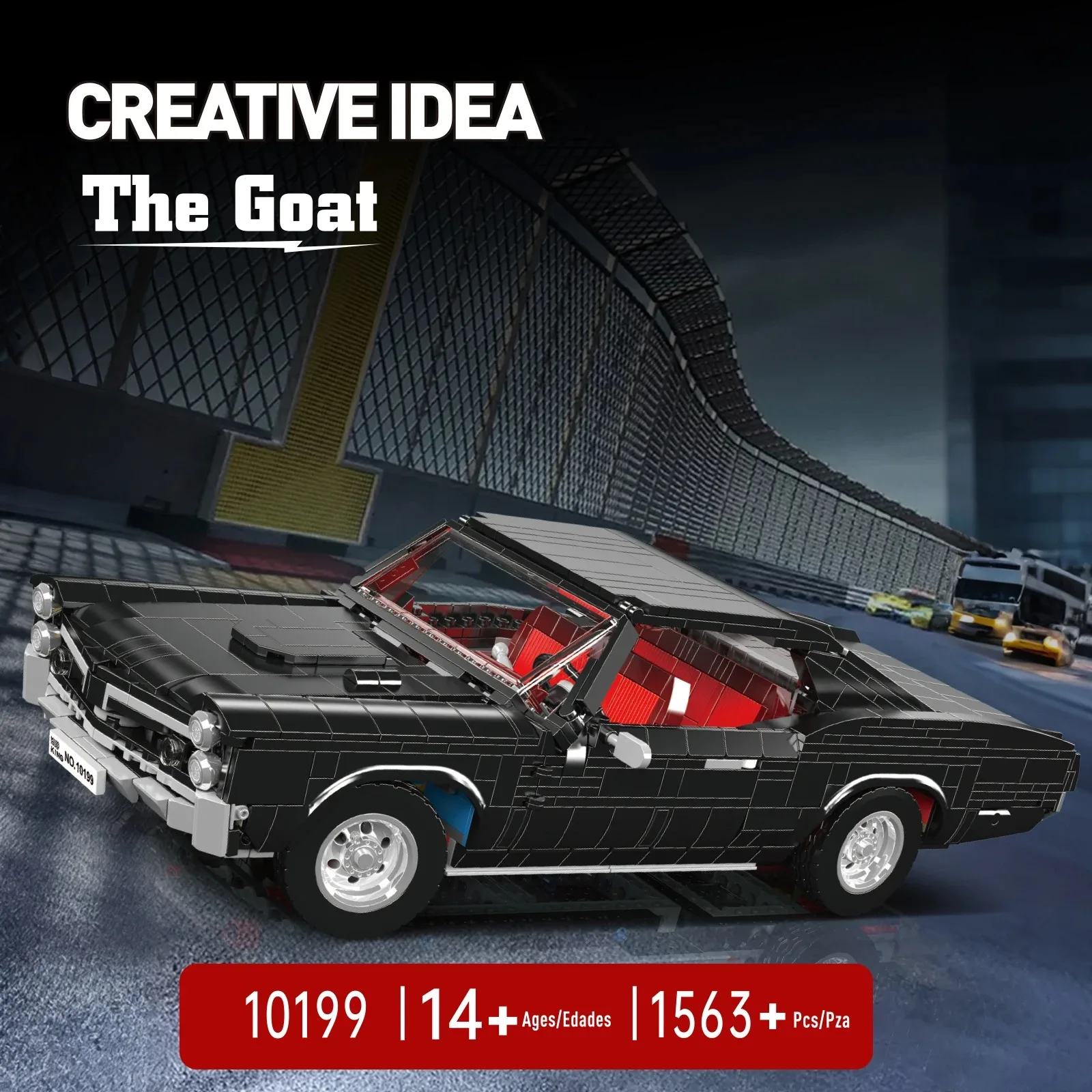 1563PCS Black Sport Supercar Retro Building Blocks Model Technical Assembly Toy Educational Gift For Children Birthday Christm