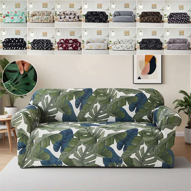 

1/2/3/4 Seat Stretch Printed Sofa Cover with Elastic Band Non-slip Furniture Protector Bedroom Office Living Room Fundas De Sofá