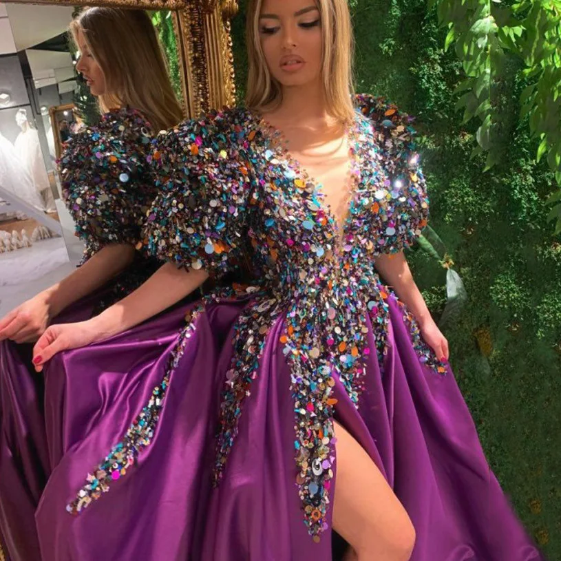 

2025 New Women's Dr Glittering Large Sway V-ne Banquet Cross-border Faionable Chinese Ethnic Stage Costume Summer