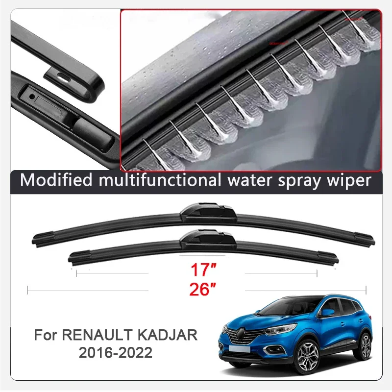 Car Modify Front Windshield Water Spray Wiper Blades For Renault Talisman Captur Austral Kadjar Clio Auto Wet Arm Cleaning Wiper
