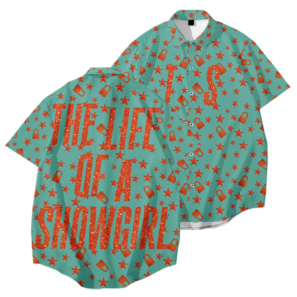 

The Life of A Showgirl Рубашка с 3D принтом и коротким рукавом Свободные повседневные рубашки Мужчины Женщины Унисекс Уличная одежда Топы на пуговицах Модная футболка