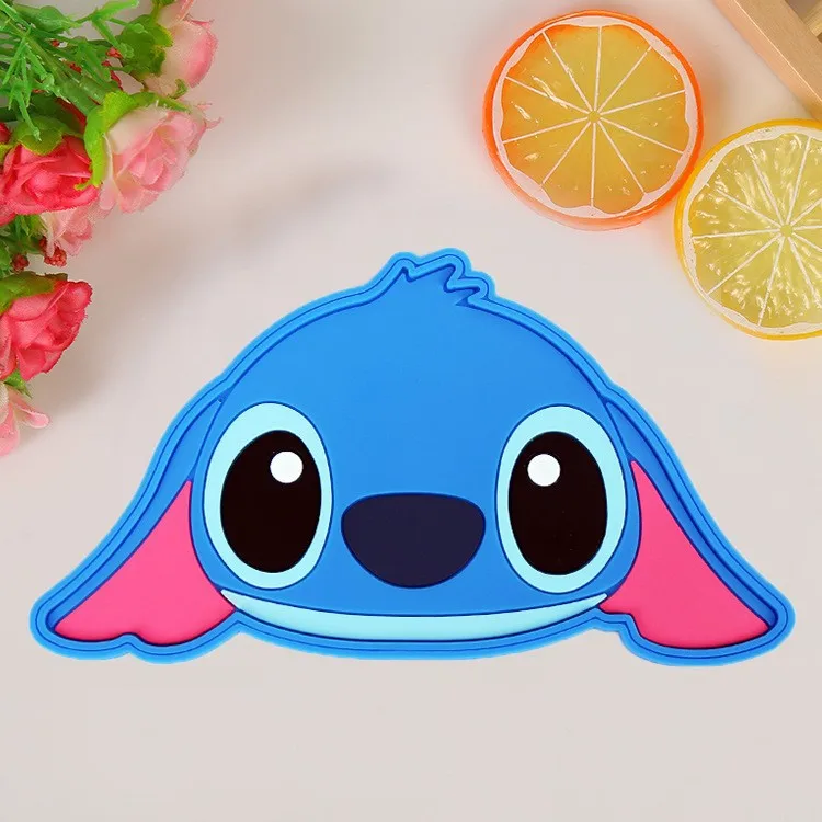 Disney Stitch Anime Creative Cup Mat Cartoon PVC Soft Adhesive Office Coffee Anti Slip Mat Home Dining Table Heat Insulation Pad