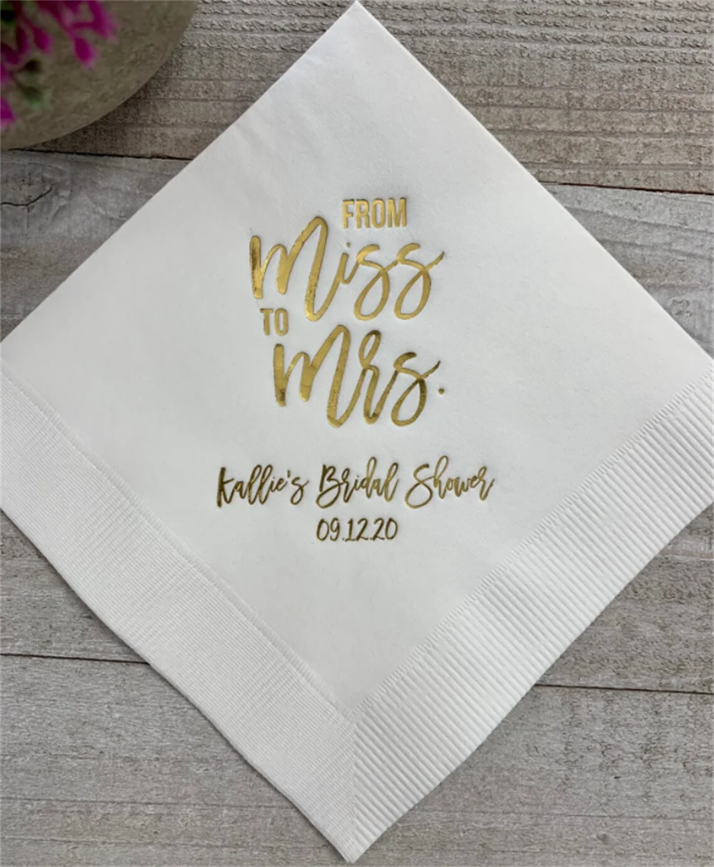 

50PCS Personalized Napkins Bridal Shower From MISS to MRS Custom Printed Monogram Napkins Personalized Wedding Napkins