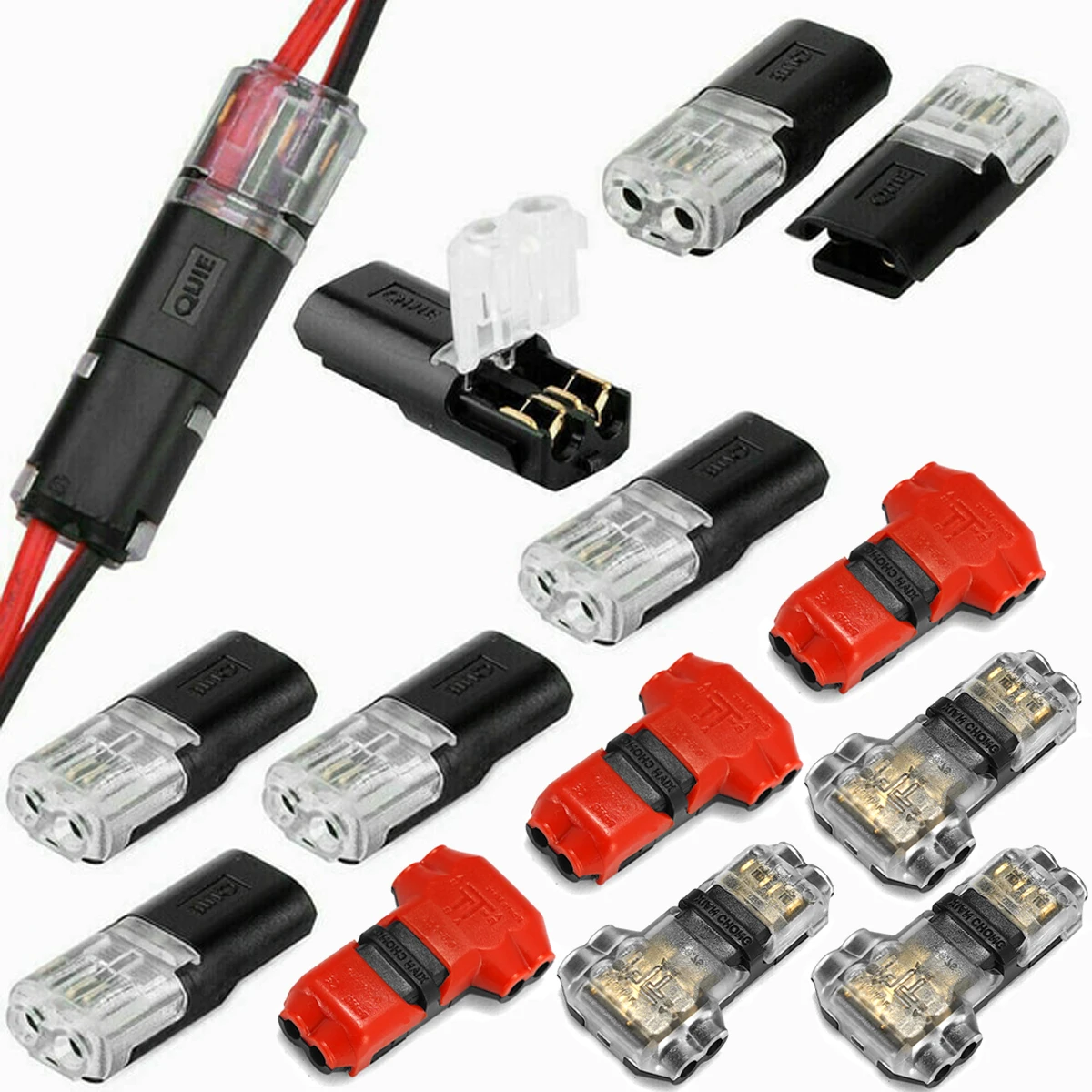 2pin Pluggable Wire Connector Quick Splice No Waterproof Electrical Cable Crimp Terminal for 22-18AWG Car LED Strip Auto Wiring