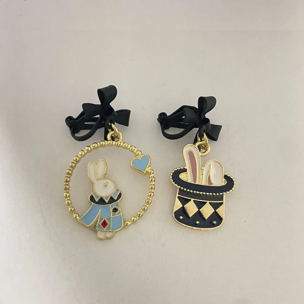 Magic Little Rabbit Cartoon Funny Clip on Earrings No Piercing Bunny Black Butterfly Minority Ear Clips Earrings for Women Girls