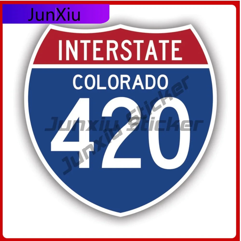 Cool Vintage Colorado Interstate 420 Sign Sticker Uv Protected Decals Denver Sticker Anti Scratch Sunproof Great For Helmet