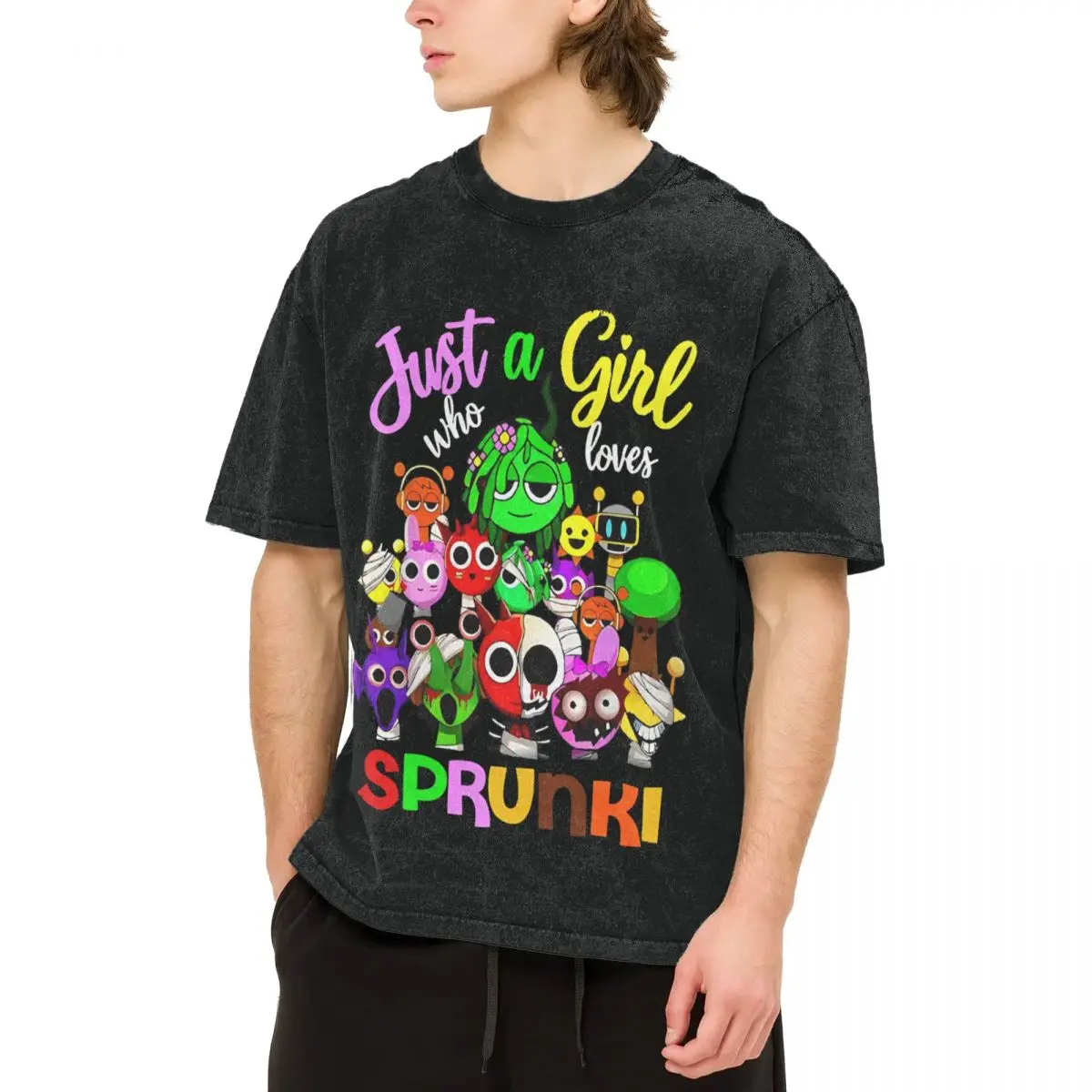 

Sprunki Boys Oren Just A Boy Who Loves Sprunki T-Shirt Hipster T-Shirts Short Sleeve Y2K Tshirt Cotton O Neck Oversized Tees