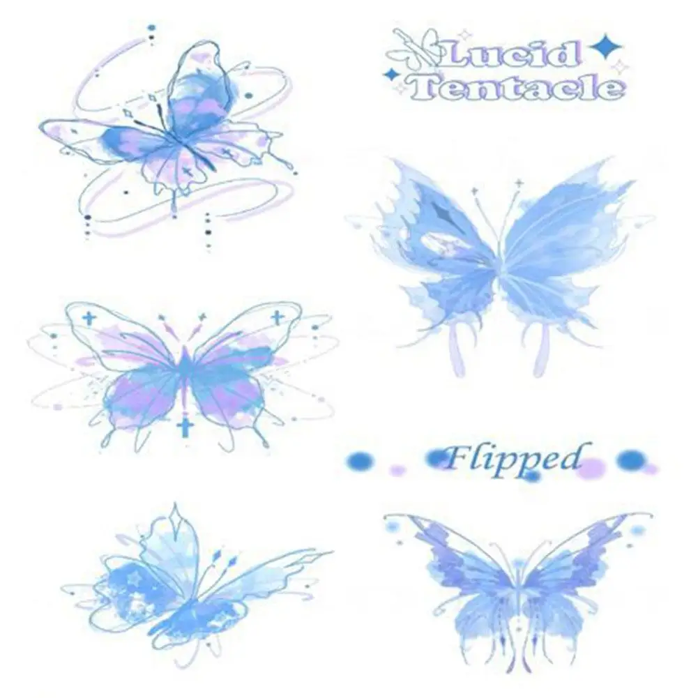 6pcs Women's Tattoo Stickers Colorful Butterfly Tattoo Stickers Waterproof And Body Painting Ins Colored Arm Stickers