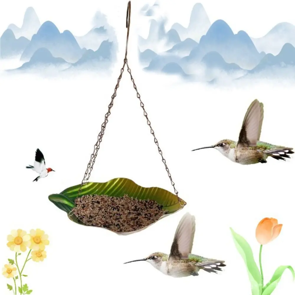 Iron Metal Bird Feeder Balanced Hanging Type Large Capacity Bird Feeding Dish Durable Convenient Bird Water Bowl Parrot