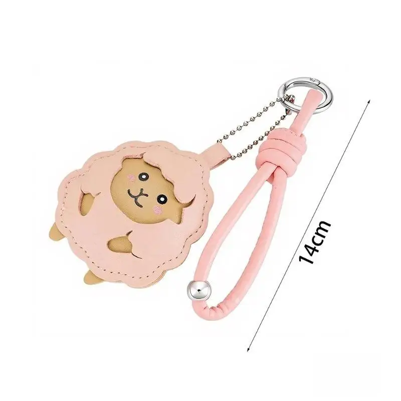Flauschiger Cartoon-Lammleder-Schlüsselanhänger, niedlicher Schaf-Anhänger mit Handschlaufe, perfektes BFF-Valentinstagsgeschenk – Detail 4