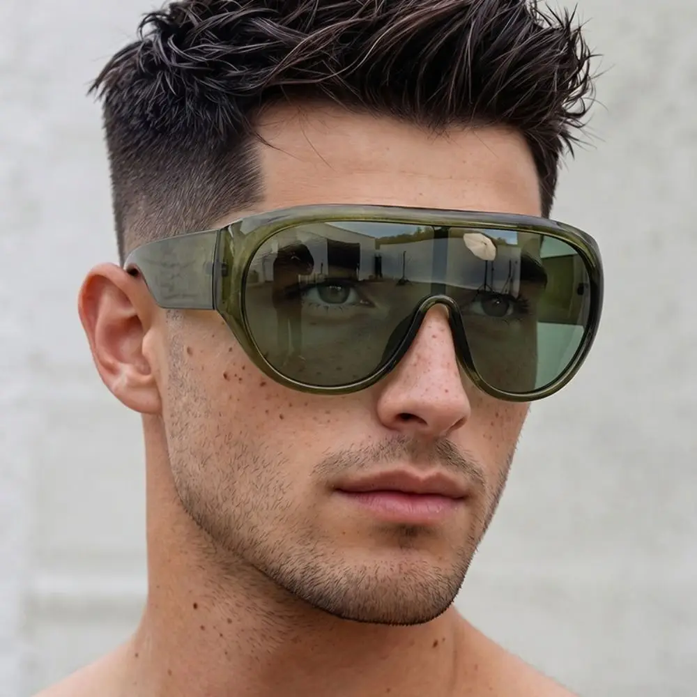 Gradient Lenses Shield Sunglasses Wrap Around Fit Shield Frame Oversized Sunglasses Windproof Mask Sunglasses Cycling Eyewear