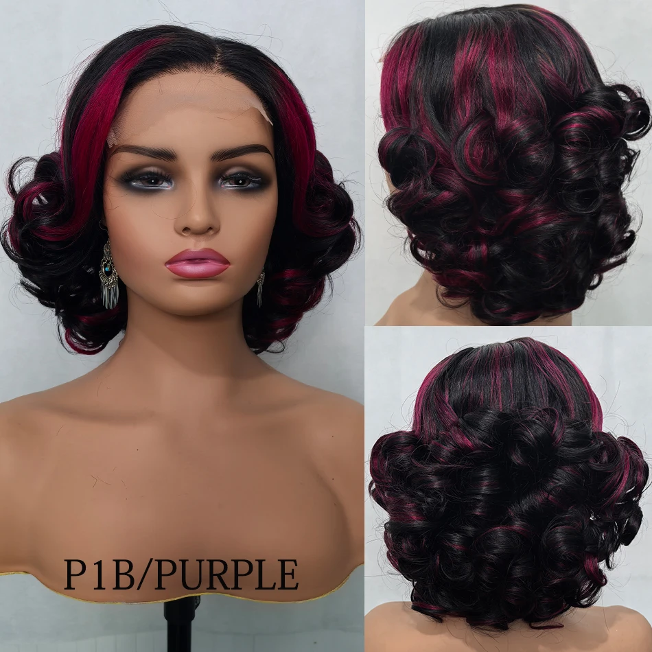 100% surowe indyjskie dziewicze włosy Bouncy Wave 5x5 HD Lace Closure Peruki o dużej gęstości 12" Wear and Go Ombre Bouncy Curly Glueless Wigs