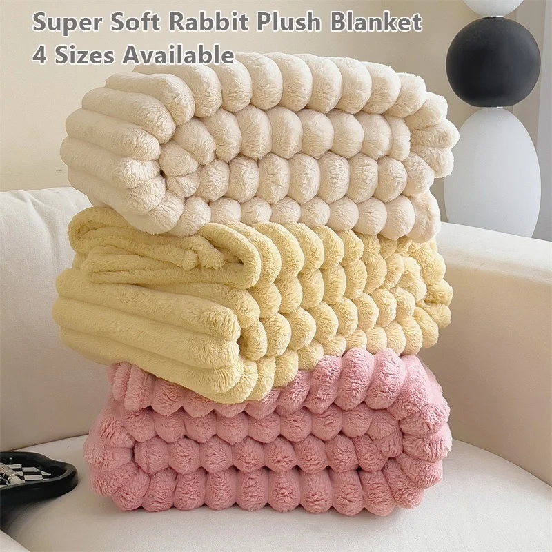 

4 Styles Flannel Blanket Luxury Rabbit Wool Blanket Soft Thickened Faux Fur Throw Sofa Blanket For Bedding Napping