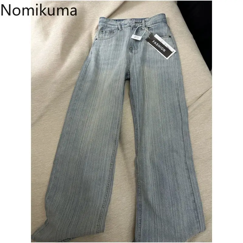 

Vintage Y2k Jeans for Women Straight Fashion Wide Leg Pants Pantalon Femme Casual High Waist Korean Streetwear Denim Trousers