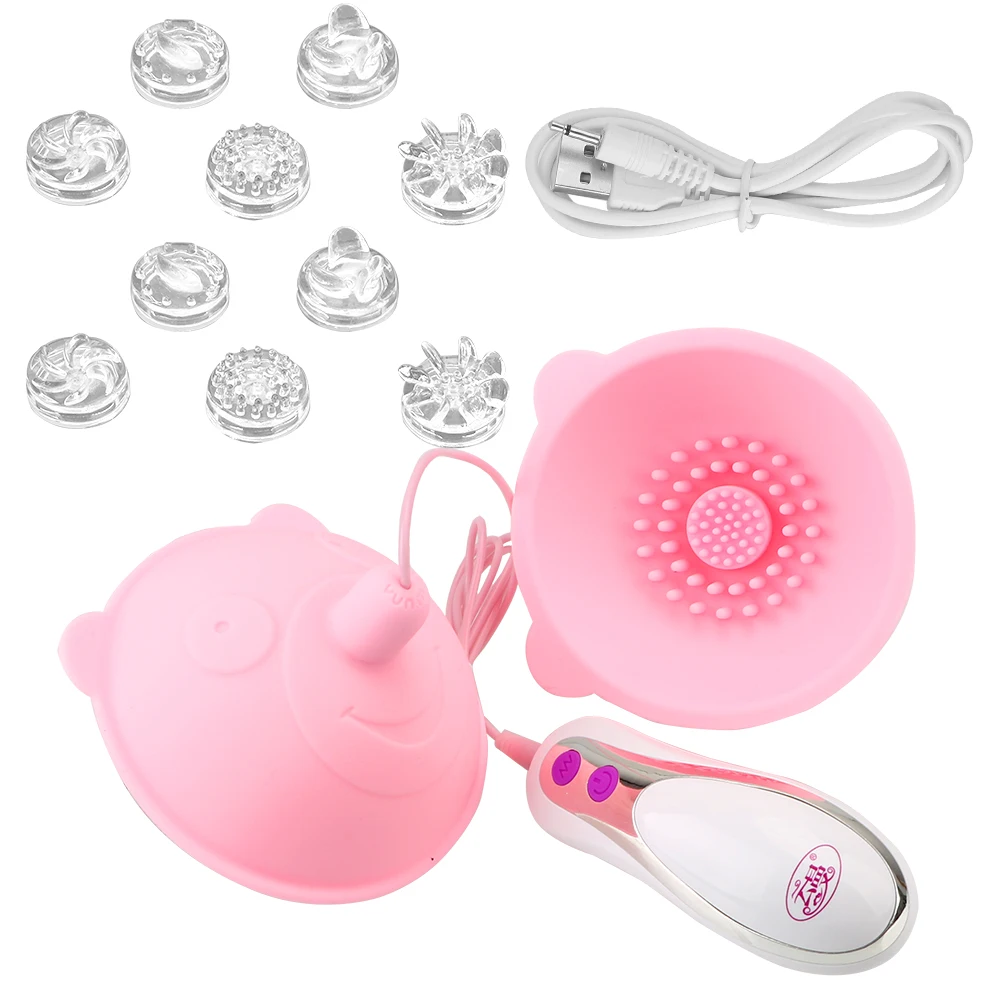 Tongue Lick Nipple Suction Cups Nipple Sucker Vibrator Electric Breast Pump Breast Enlarge Massager Sex Toy for Woman 10 Speed