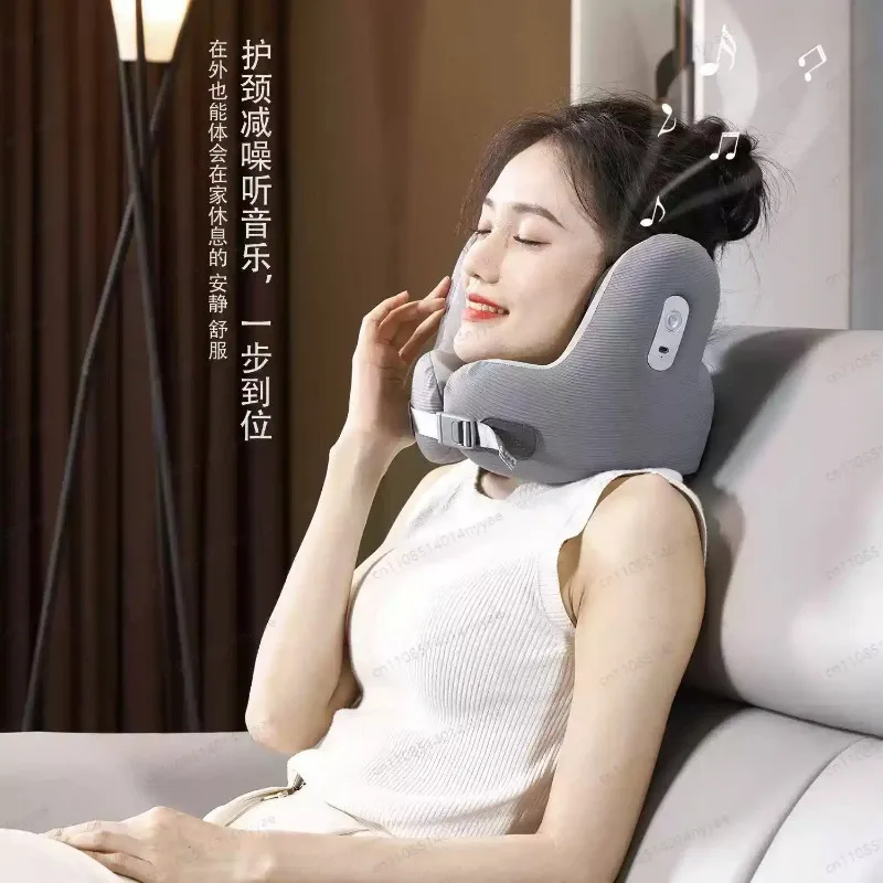 Memory Foam Travel Neck Pillow with Noise Reduction - U-Shaped Bluetooth Music Pillow for Ultimate Comfort on the Go travel