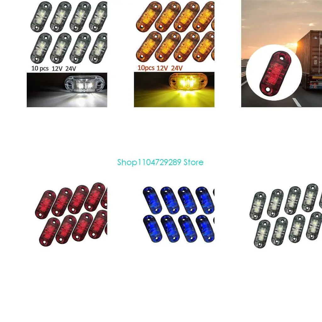 D8KE Trailer Side Light 12V-24V LED Marker Assembly 10 Pack for Truck Maintenance and Replacement Service Needs