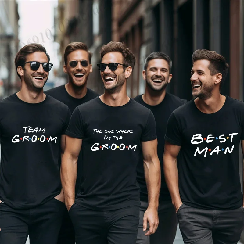 Team Groom Squad Best Man T-shirt Wine Crew Shirt Friends Bachelor EVG Party Squad Tshirt Wedding Y2k Tops Oversized Clothing