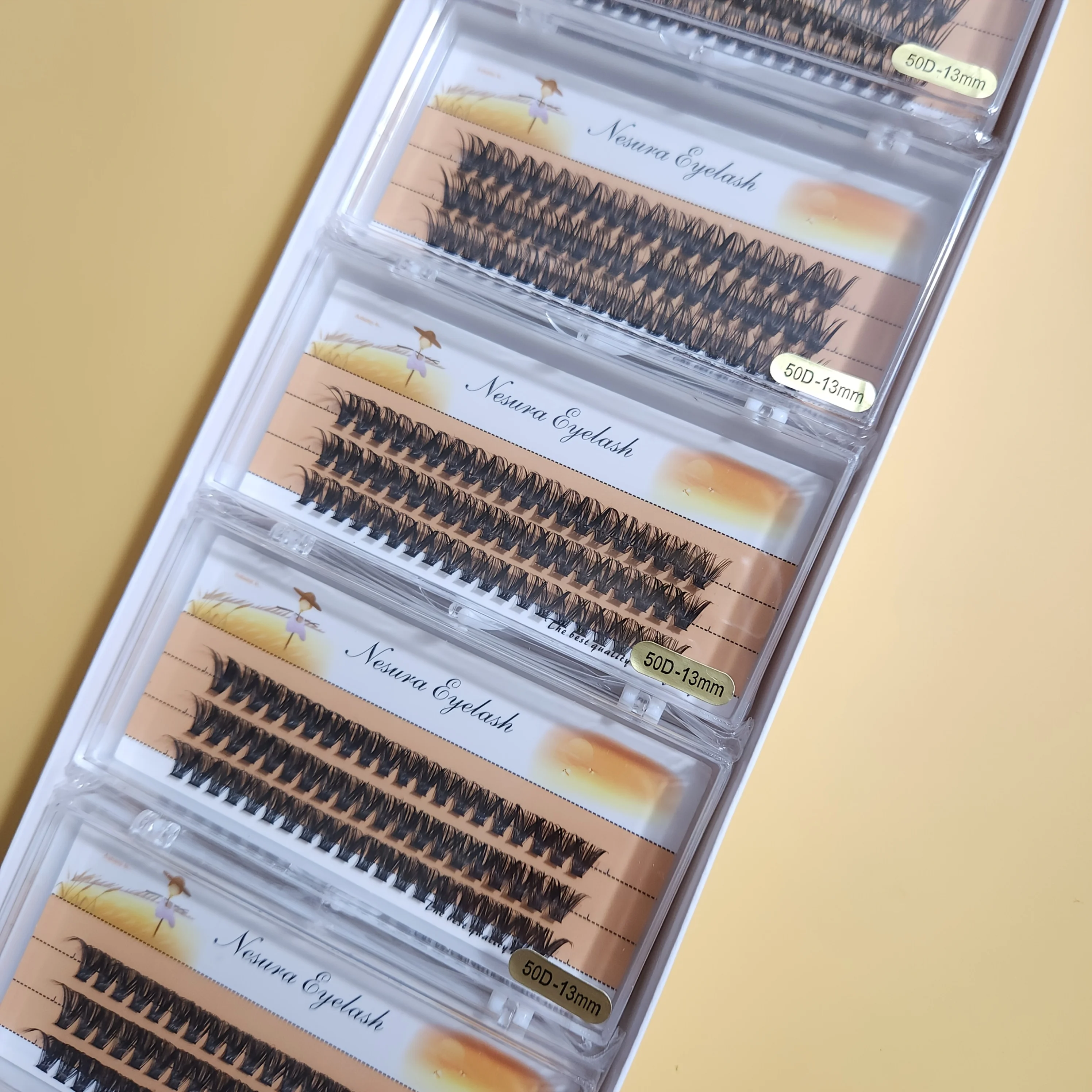 10 Boxes 50D Cluster Lashes 60 Bundles Eyelash Extension Natural Bright Fan Volume Faux Eyelashes Individual Makeup Cilia