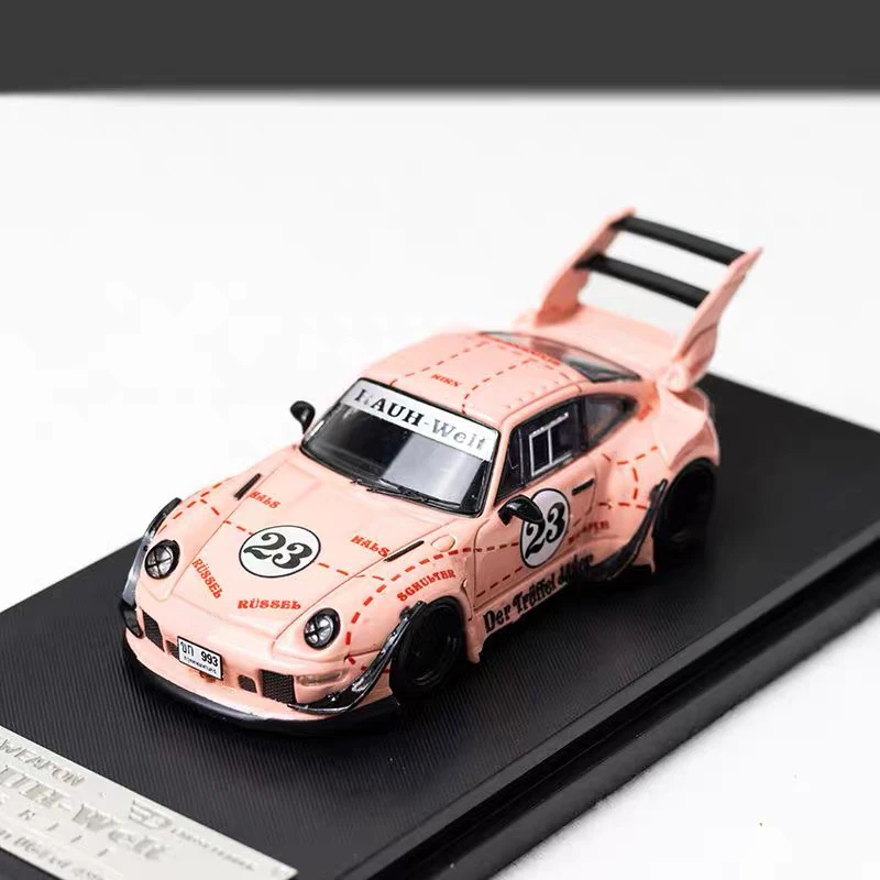 2025 New SW 1:64 RWB 993 RAUH-Welt Red Tall Wing Alloy Diecast Simulation Modification Model Car Collection Toy Ornaments