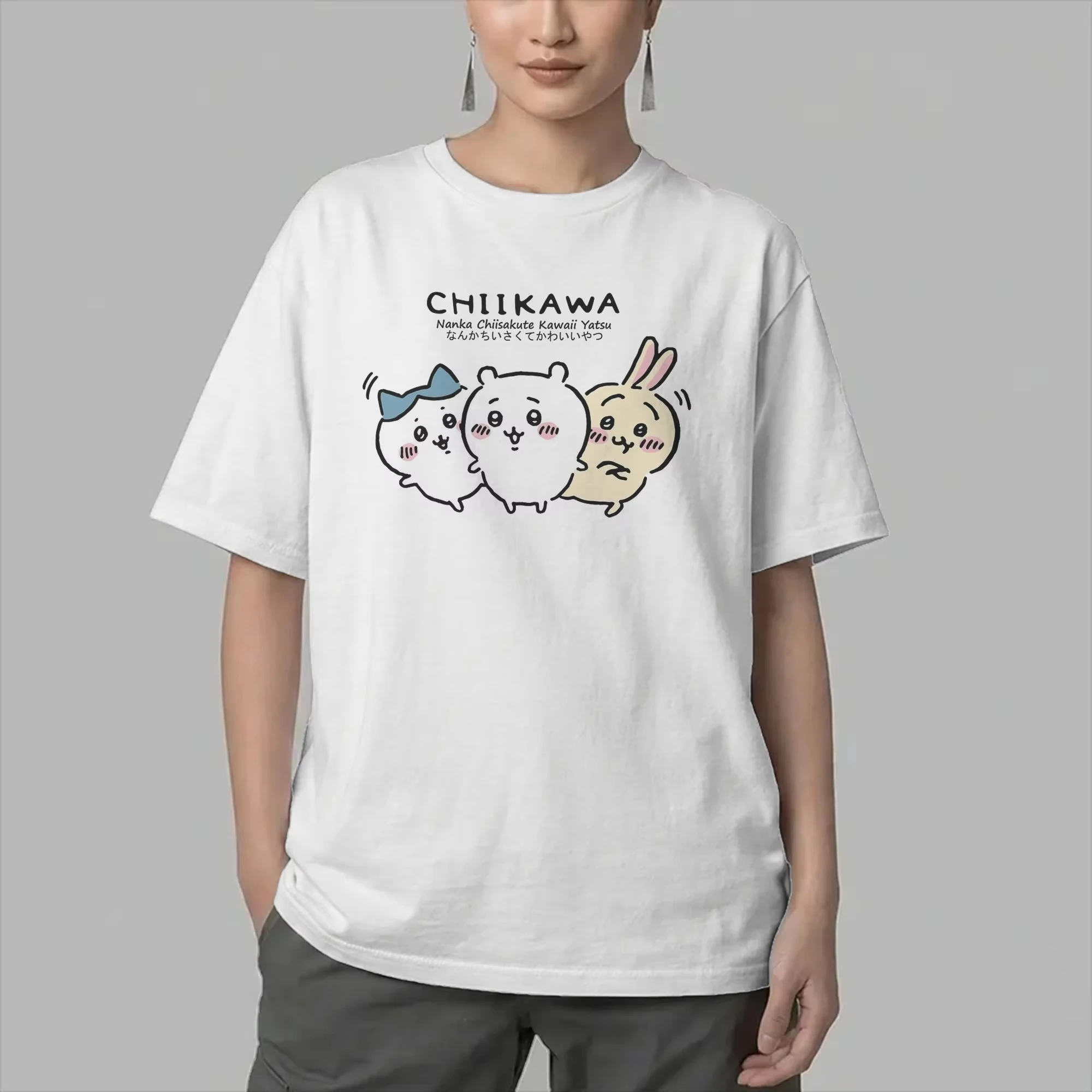Chiikawa Cute Kawaii Anime Starry Tee Men's Women's Black Retro Cool Graphic Art Print Oversized Short Sleeve Streetwear Top