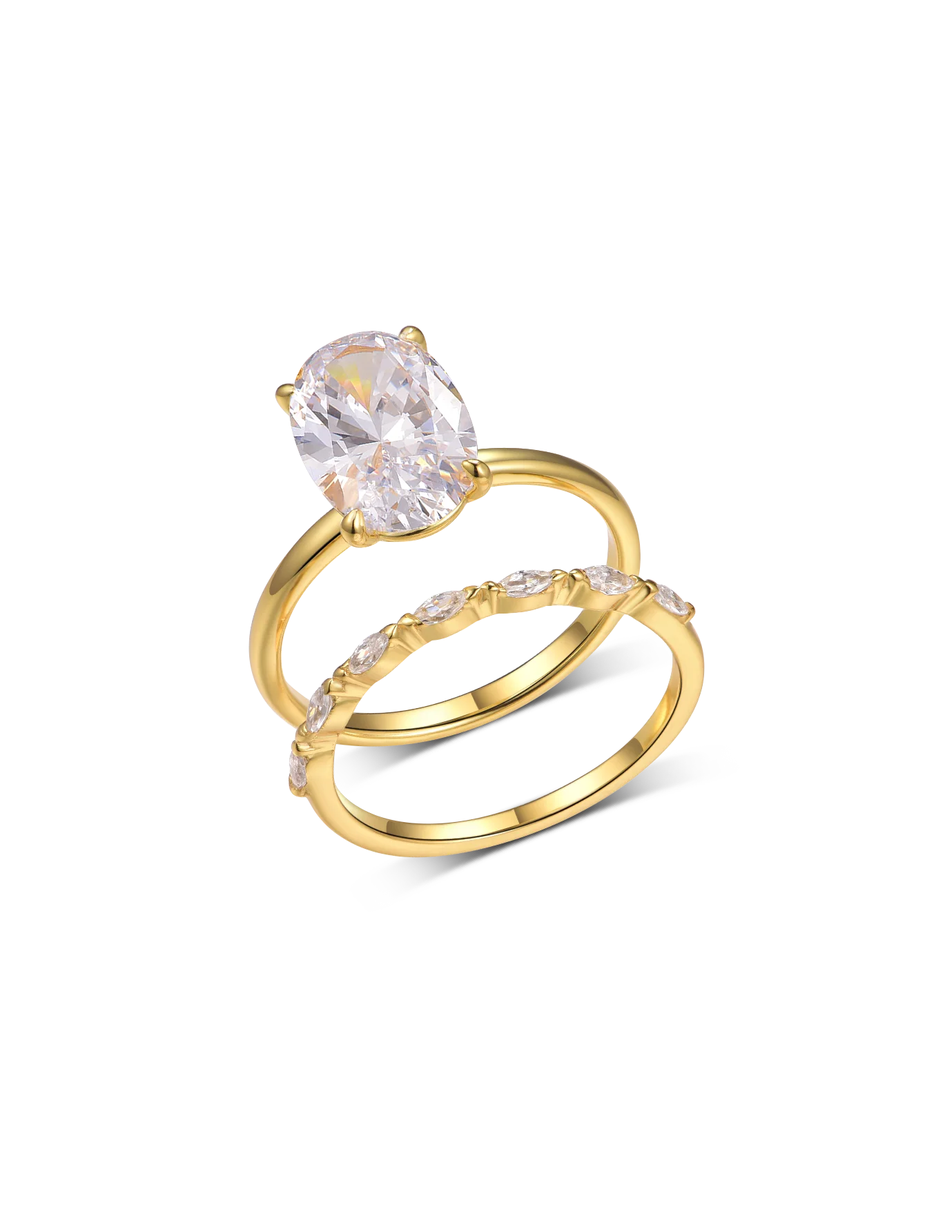 

Набор колец из стерлингового серебра 925 пробы с овальным муассанитом 4,5 карата, ювелирные изделия, позолоченные 18 карат, подходит для подарка на день рождения