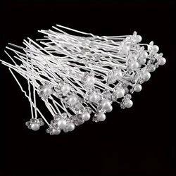 20 Pcs/set Bridal Headwear Pins Pearl Flower Luxurious Inlaid Diamond Hairpin Sweet Romantic U-shaped Curly Hair Fork Hair Clip