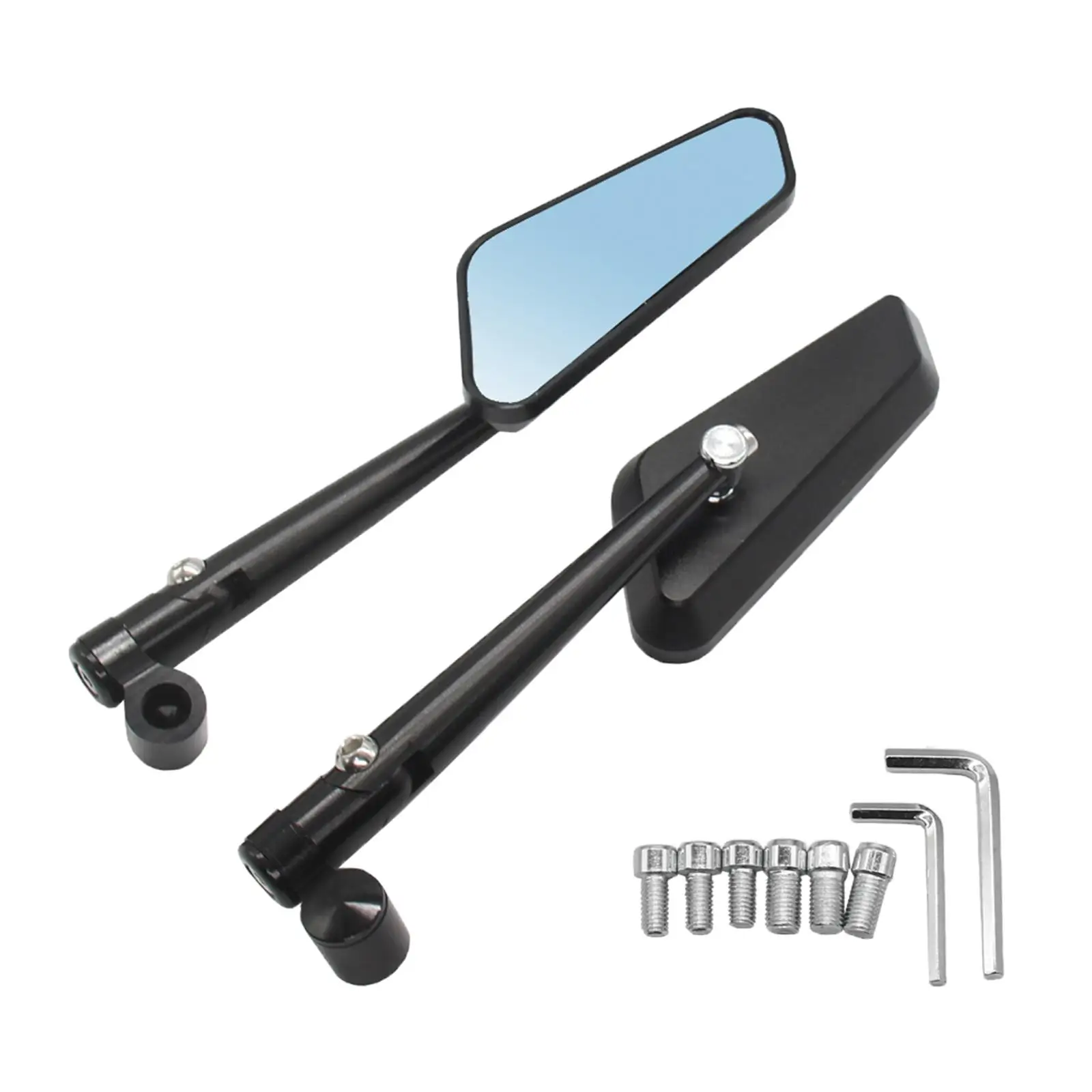 Motorcycle CNC Aluminum Mirrors Adjustable Direct Bolt On for Harley Honda Yamaha Universal Fit Rearview Side Mirrors Black Silv