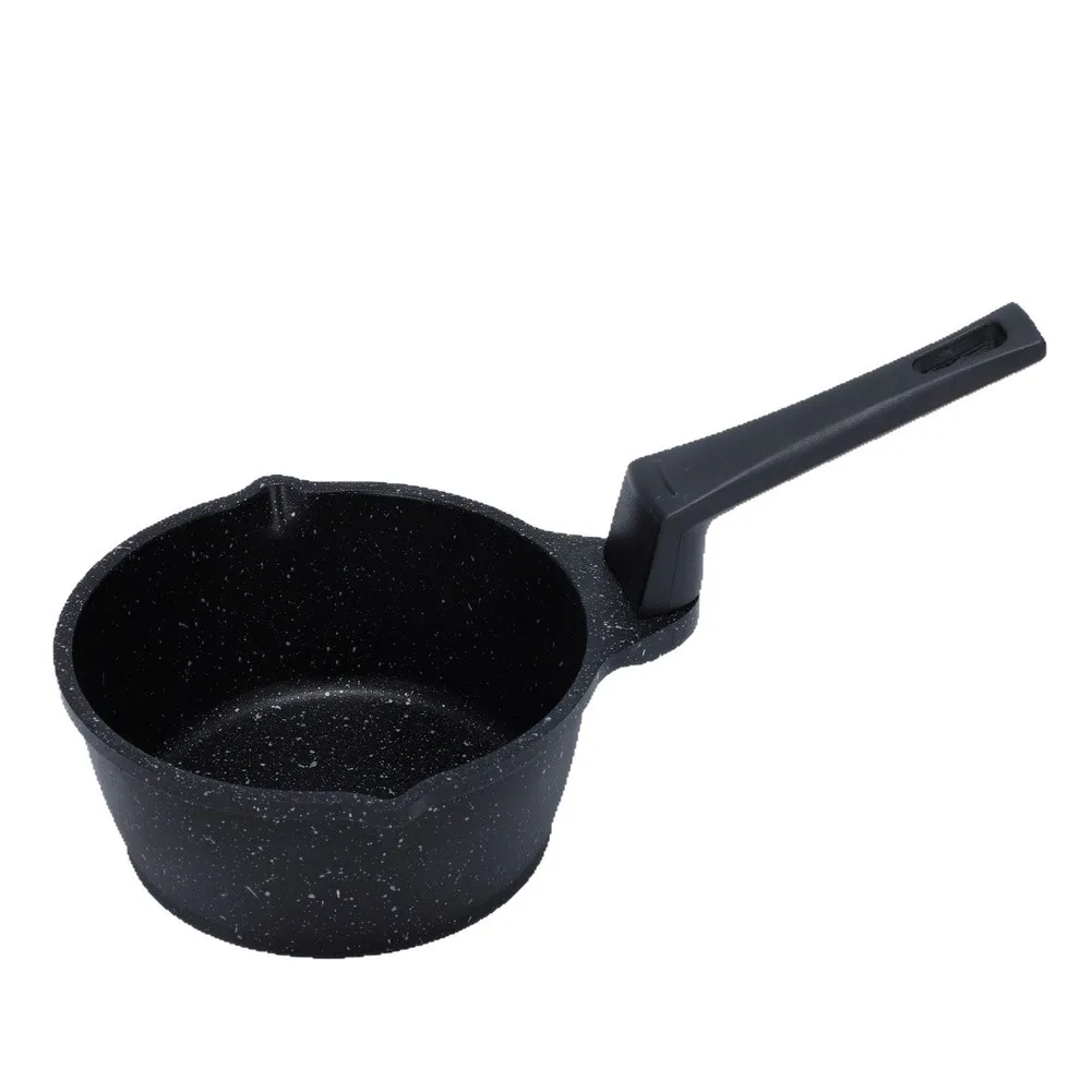 Oil Pouring Pan Featuring Marble Coating and Beech Wood Handle Designed for Hot Oil Tasks and Efficient Storage in Tight Areas