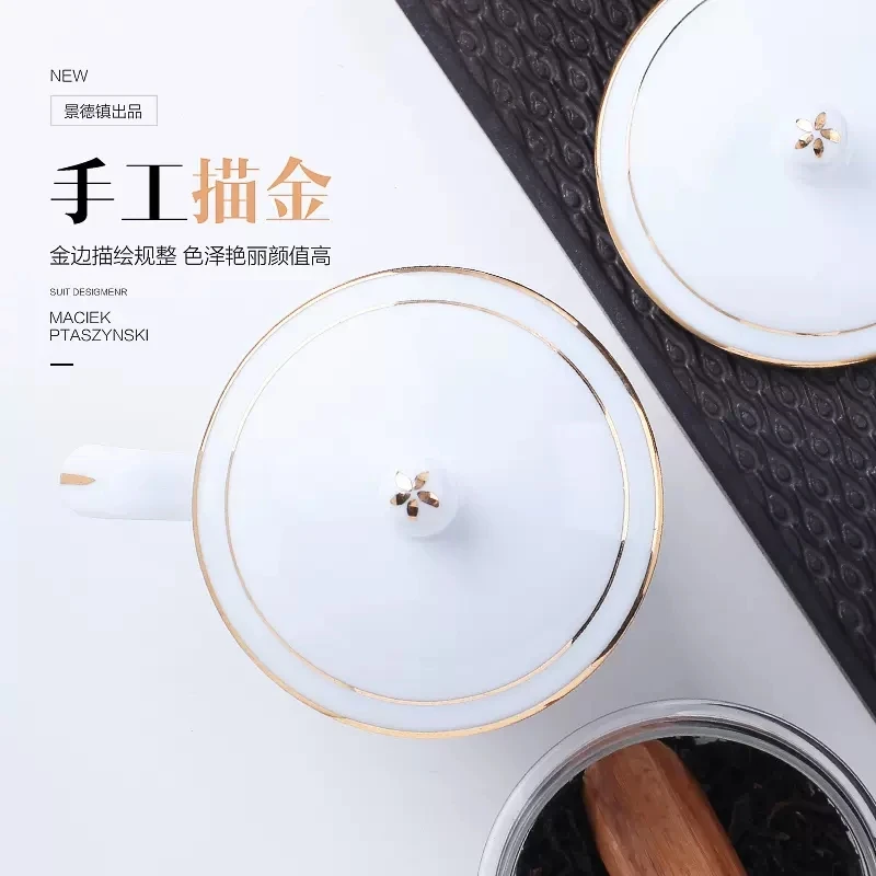 Exquisite 380ml Jingdezhen Hollow Honeycomb Glass Ceramic Porcelain Tea Cup Health Cup Mug Milk Coffee Tea Cup with Lid