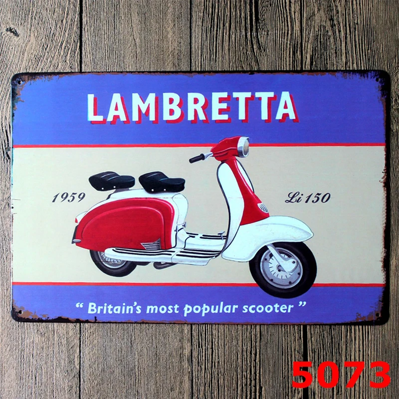 Vintage Home Decor Tin Sign Retro Wall Room Decoration Metal Posters Plates LAMBRETTA Motorcycle Garage Bar Iron Painting Signs