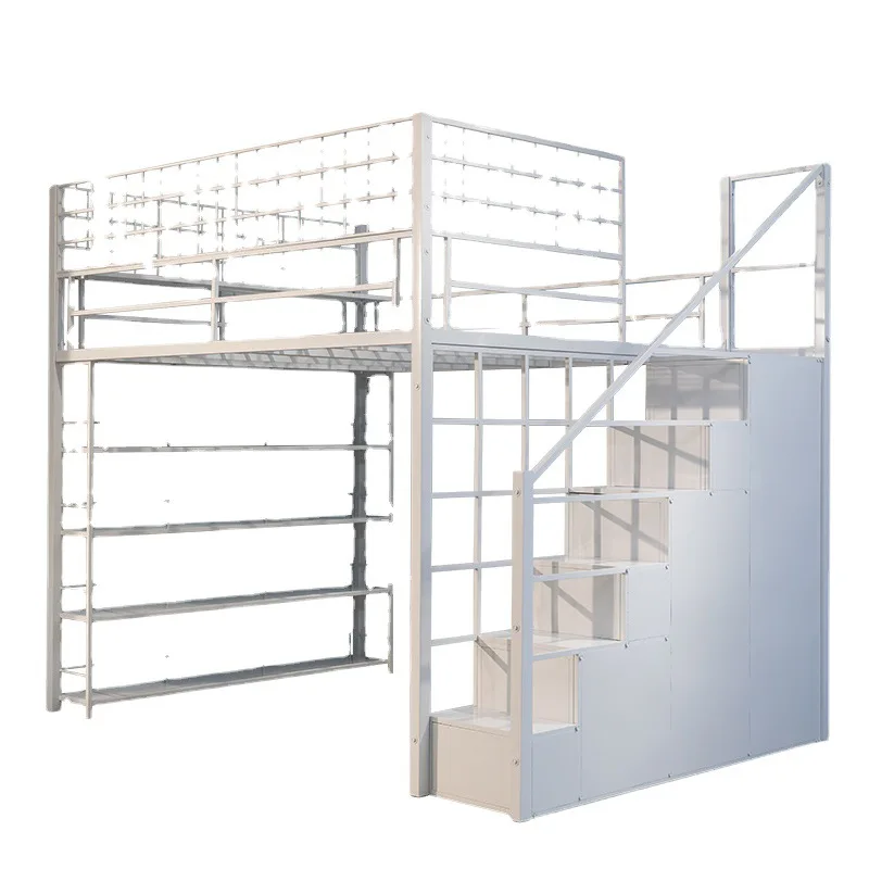 Multifunctional space-saving elevated bed, double single upper loft bed, high and low bunk beds