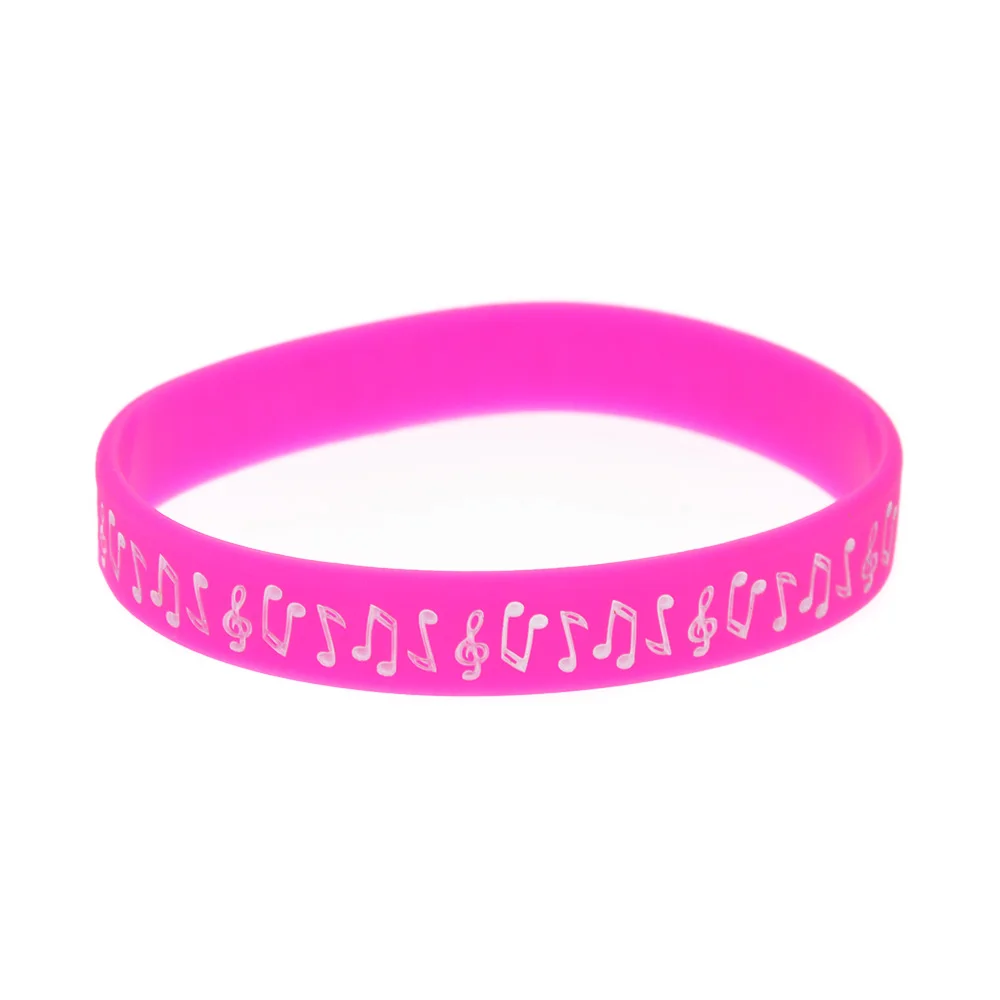 50 Stück Musiknoten-Silikonarmbänder im Punk-Stil für Musikkonzerte, als Geschenk geeignet, Gummiarmreif, 5 Farben. – Detail 3