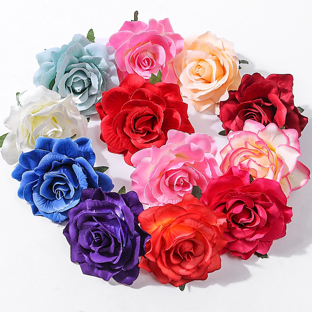 10CM Silk Roses Flower Head High Quality for Wedding Wall Home Decor Christmas Crafts DIY Bridal Accessories Artificial Flowers