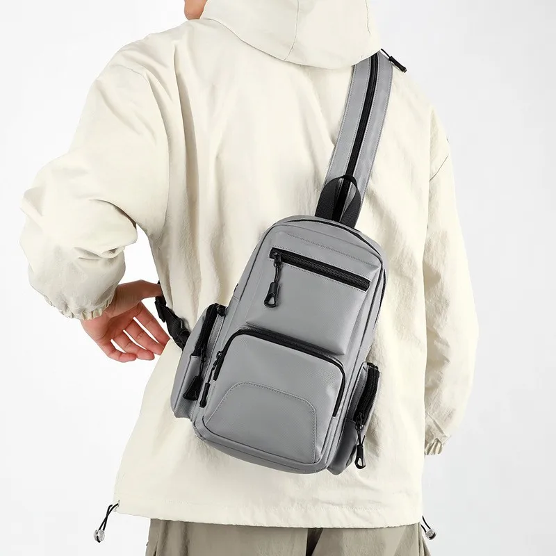 Nova Bolsa de Peito Masculina Casual, Versátil, à Prova d'Água, Grande Capacidade, Multifuncional, Bolsa Transversal