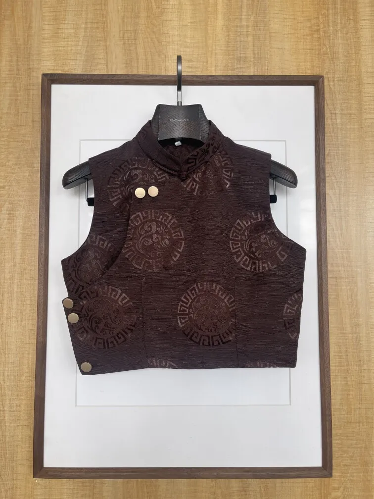 Spring and Autumn New Retro Ethnic Style Short Ladies' Vest Handmade Mongolian Vest Casual Clothes Women's New
