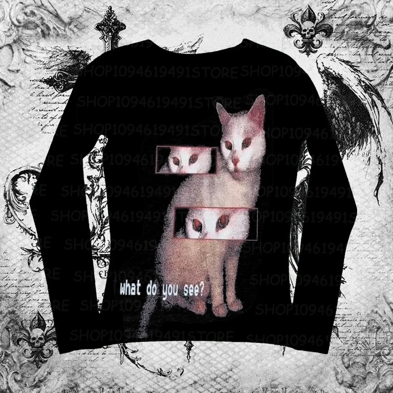 

Kpop Star Girl Y2k Kitty Grunge Clothes Y2k Tops Woman Clothing 90s Vintage Clothes for Women Women's T-shirts Harajuku Goth