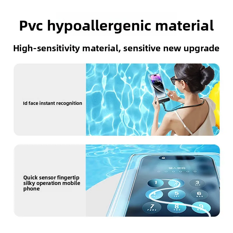 حقيبة مقاومة للماء للهاتف الخلوي شفافة للغاية يمكنها لمس الشاشة لالتقاط صور السباحة والتجديف جراب هاتف محمول مقاوم للماء