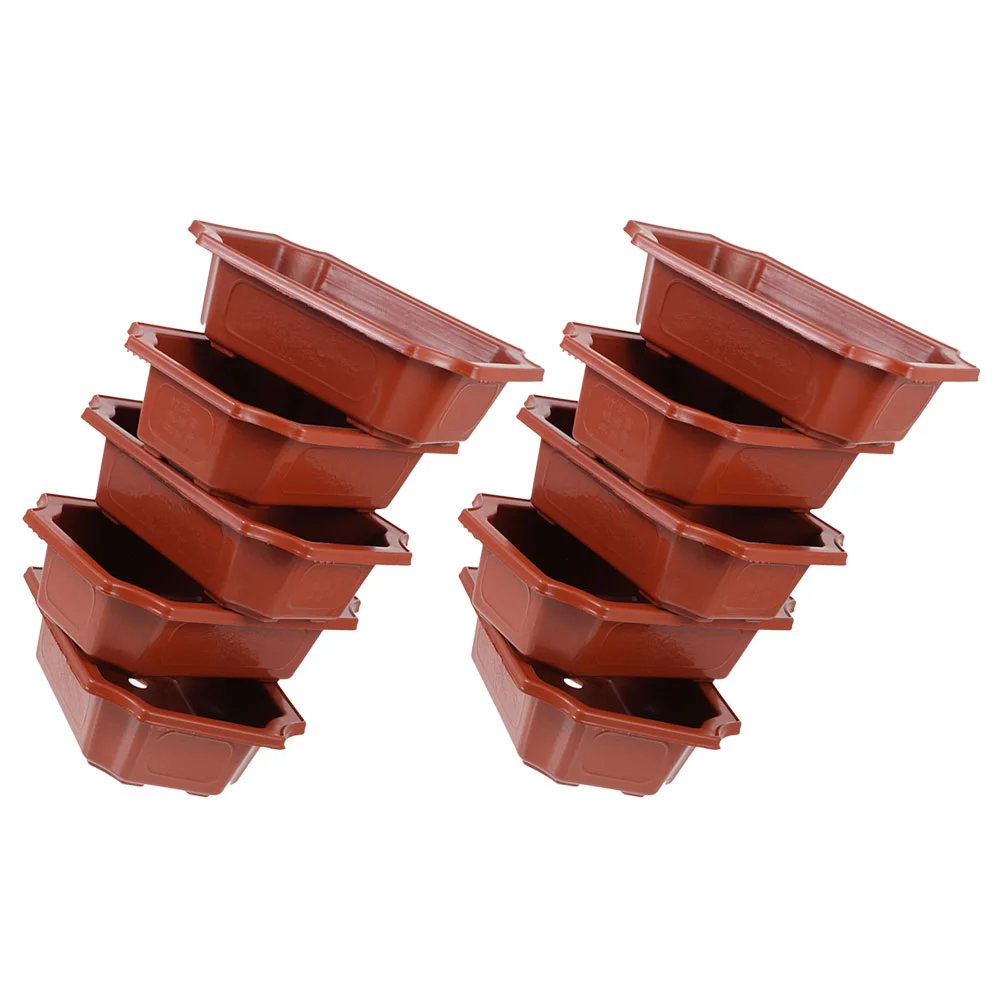 10 Pcs Bonsai Pot Plant Container Garden Pots Rectangular Planter Ornament Flowerpot Cactus