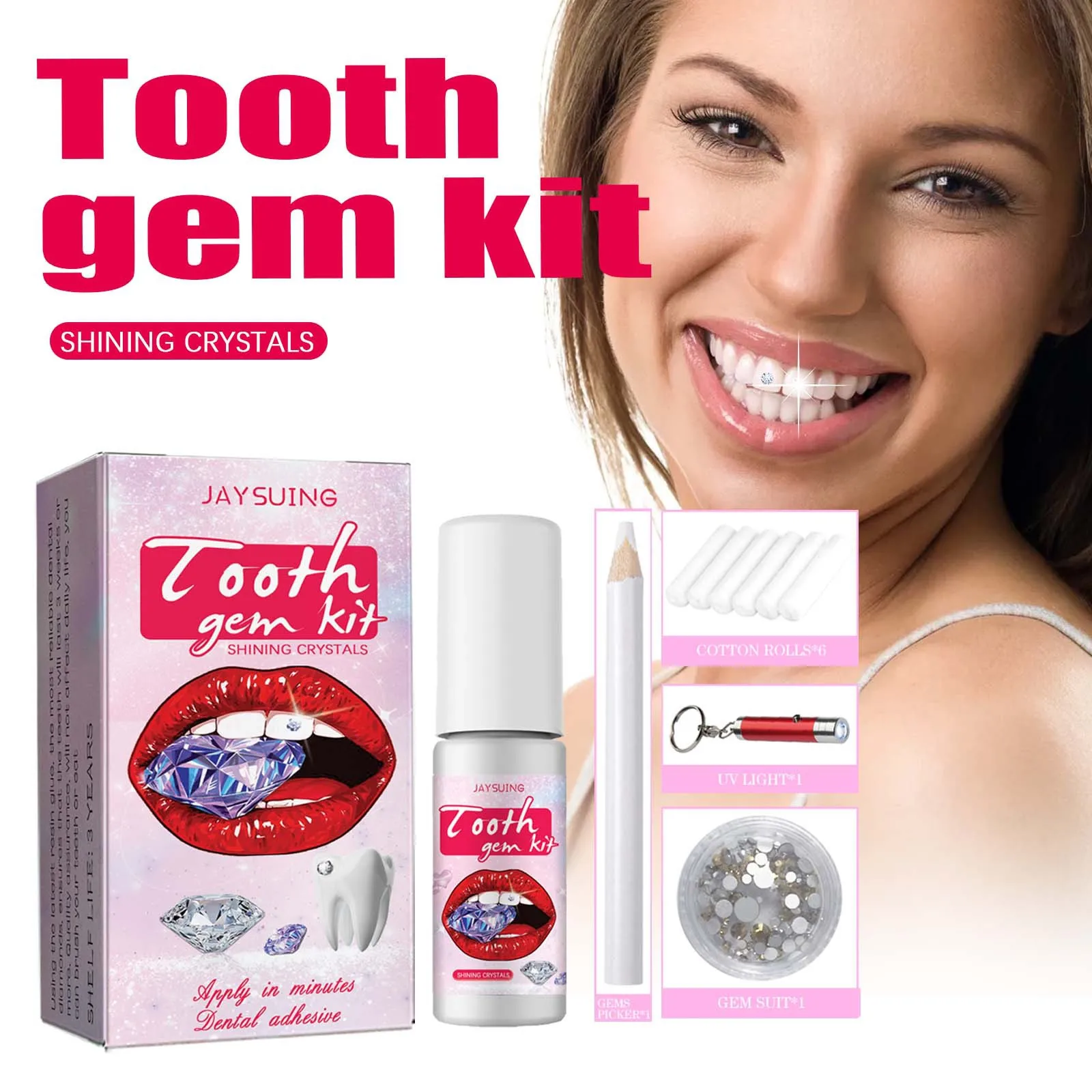 Tooth Gem Kit Crystals Jewelry Kit DIY Teeth Gems Kit Professional Fashionable DIY Dental Jewelry Set Teeth Jewelry Starter Kit