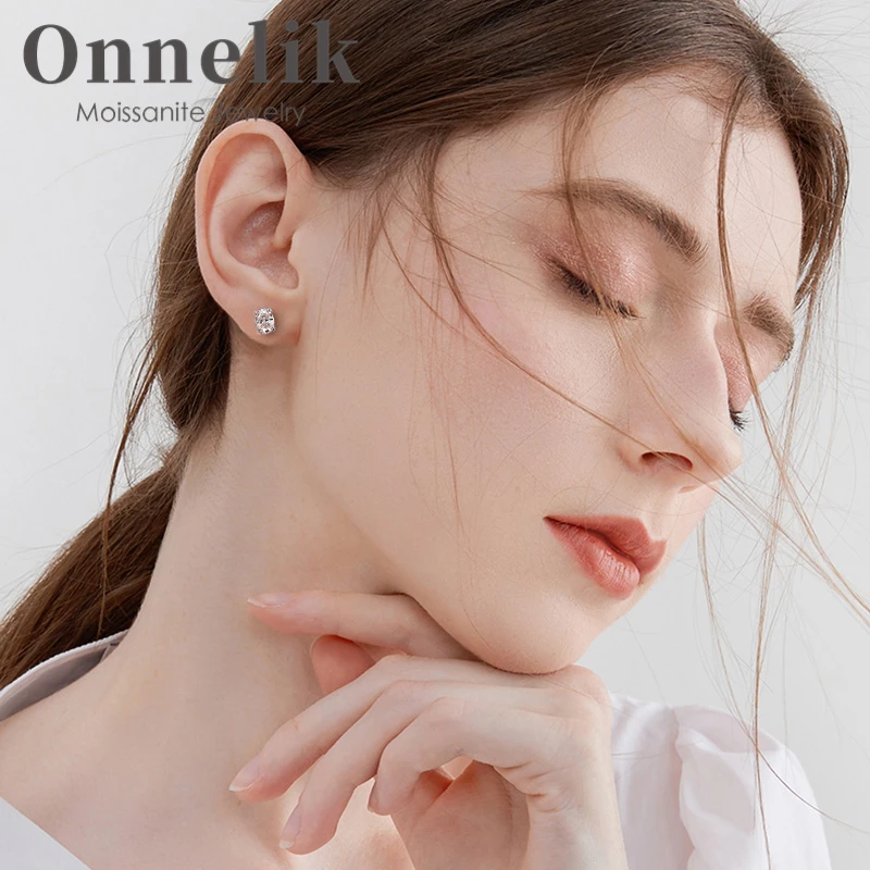 

Onnelik 1-4cttw Oval Full Moissanite Earring Stud with GRA Real S925 Silver for Women Party Fine Jewelry Gift Wholesale