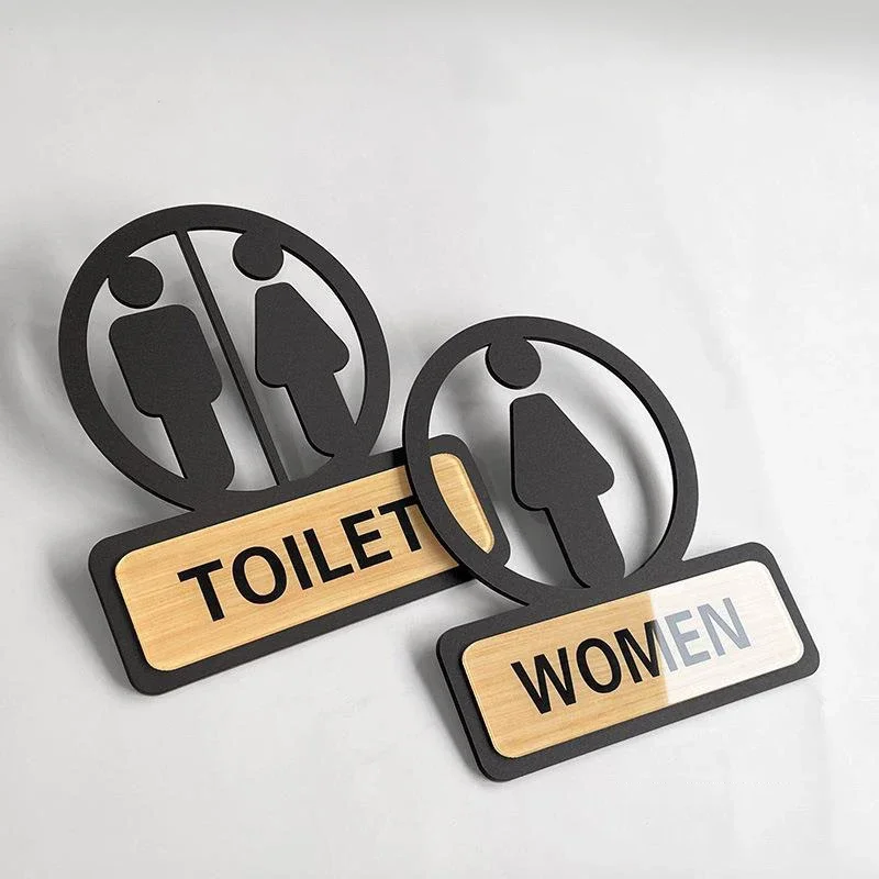 Toilet Sign Acrylic Bathroom Signage Restroom Reminder Sign Hanging Hollow Plaque for Business Company Office Public Door Wall