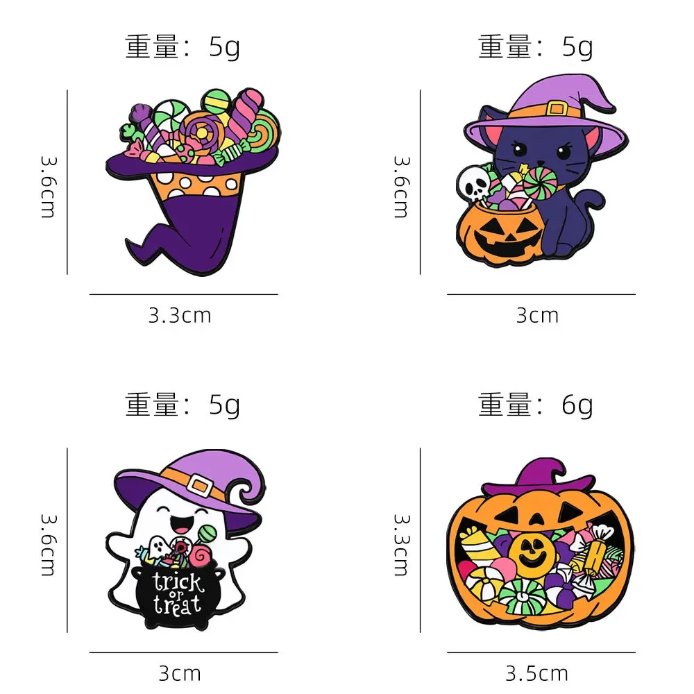 Halloween Pumpkin Enamel Pins Series Cute Ghost Metal Badges Punk Skeleton Brooch for Jewelry Accessory Gifts for Kids Friends - view 4