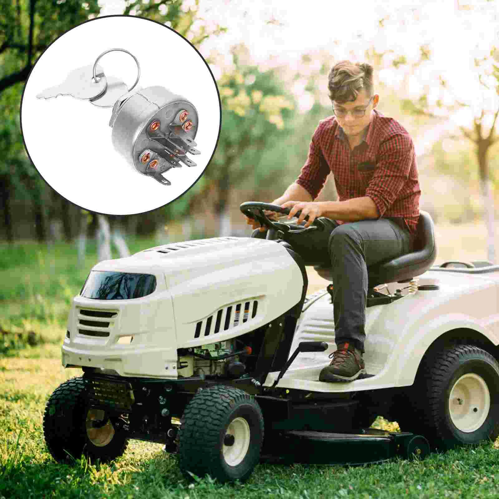 Lawn Mower Ignition Switch Starter Launcher with Key Copper for Tractor Vehicle