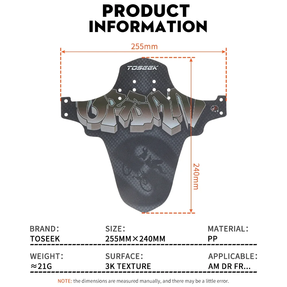 TOSEEK Bicycle Fenders Bike Mudguard Fiber Plastic Front Rear MTB Mountain Bike Wings Mud Guard Cycling Accessories PP Material