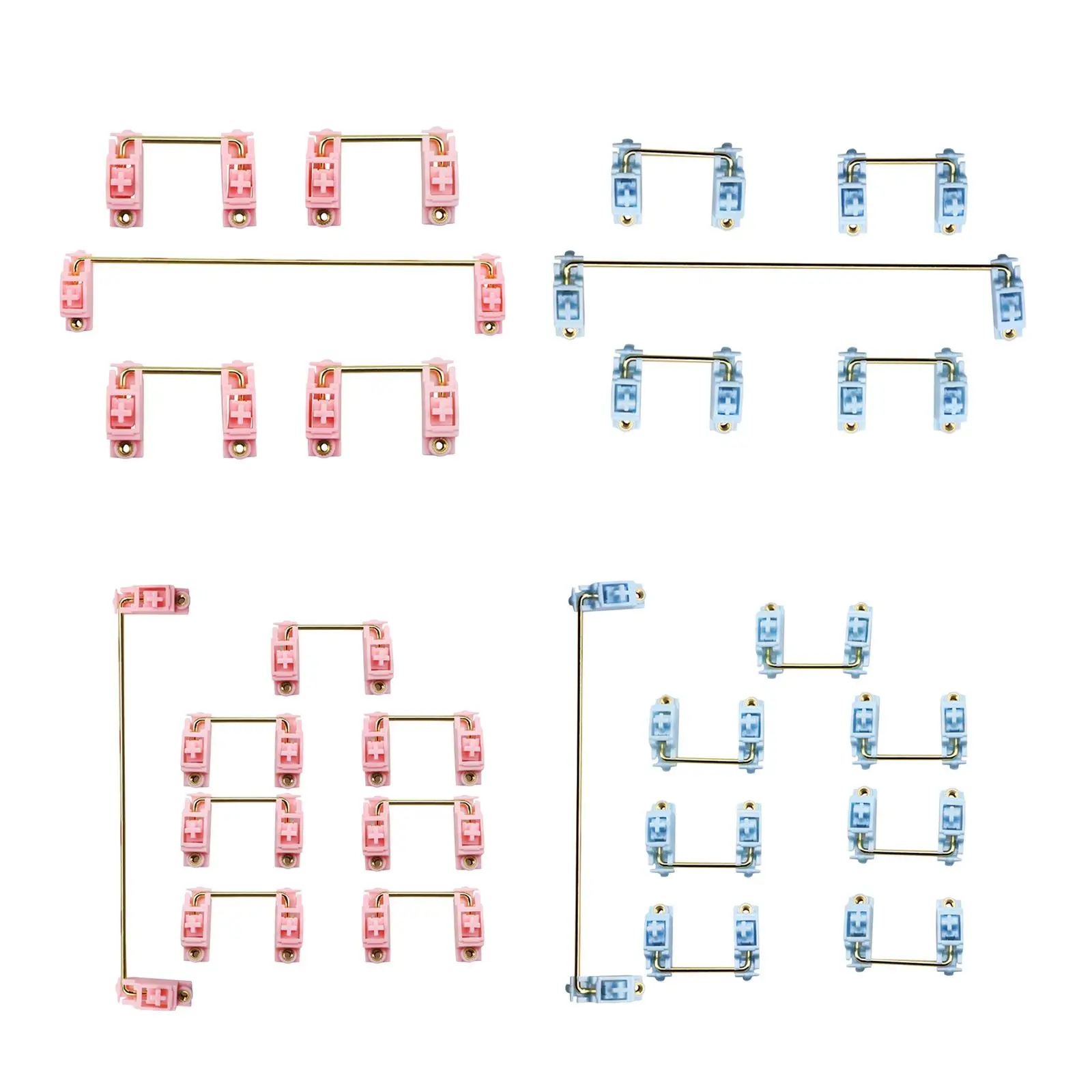Keycaps Stabilizer Screw Mount Set Gold-plated Steel Wire Mechanical Keyboard Stabilizer Kit for MX Mechanical Keyboards