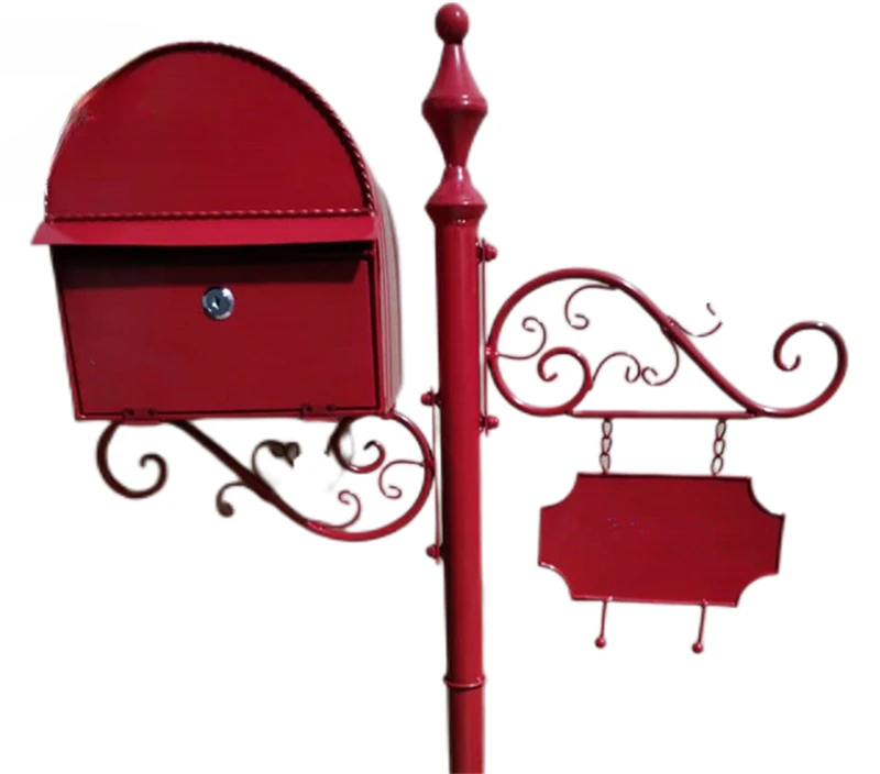 European Retro Mailboxes Outdoor Villa Community Garden Letter Box Wrought Iron Outdoor Rainproof Inbox Outdoor Floor Mailbox